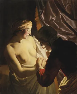 Honthorst Prints: The Flea Hunt, c. 1620. Artist: Honthorst, Gerrit, van (1590-1656)