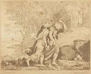 Two Fleeing Figures (Atlanta and Hippomenes?), 1784. Creator: Lydia Bates