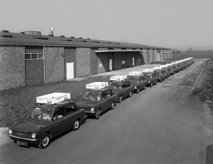 A fleet of 1965 Hillman Imps, Selby, North Yorkshire, 1965. Artist: Michael Walters