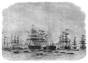 Rowing Boats Prints: The fleet of ironclads at Portland Harbour, 1872. Creator: Unknown