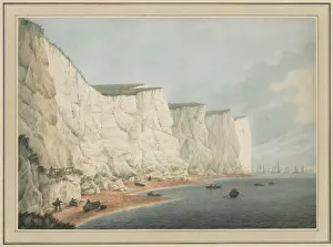 The Fleet Off the Coast, Beachy Head, c. 1790-1805. Creator: Samuel Atkins (British, 1760-1810)