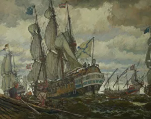 Surge Gallery: The fleet of Peter I, 1909. Artist: Lanceray (Lansere), Evgeny Evgenyevich (1875-1946)