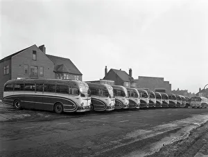 Barnsley Prints: Fleet of Phillipsons coaches, Goldthorpe, South Yorkshire, 1963