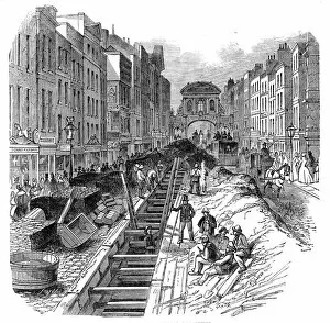 Fleet-Street, deepening the sewer, 1845. Creator: Unknown