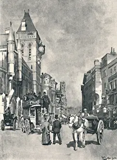 Fleet Street, Showing the Law Courts, 1891. Creator: William Luker.<br> Fleet Street, Showing the Law Courts, 1891. Creator: William Luker