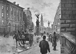 Fleet Street, Showing Temple Bar Memorial and Child's Bank, 1891. Creator: William Luker.<br> Fleet Street, Showing Temple Bar Memorial and Child's Bank, 1891