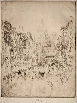 Fleet Street, Up to St. Pauls, 1896. Creator: Joseph Pennell (American, 1857-1926)
