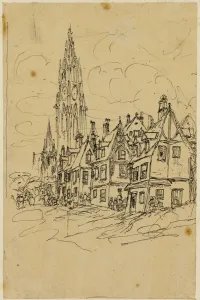 Bresdin Rodolphe Prints: The Flemish Belfry, n. d. Creator: Rodolphe Bresdin