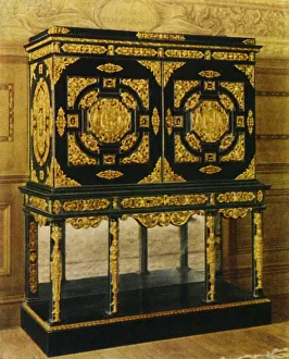 Wd And Ho Prints: Flemish Cabinet of Ebony with Gilt Mounts, 1938. Creator: Unknown