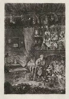 Etching And Roulette Collection: Flemish Interior, 1856-66. Creator: Rodolphe Bresdin (French, 1822-1885)