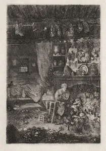 1822 1885 Prints: Flemish Interior, 1856-66. Creator: Rodolphe Bresdin (French, 1822-1885)