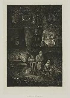 Flemish Interior, from Revue Fantaisiste, 1856. Creator: Rodolphe Bresdin