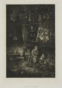 Bresdin Rodolphe Prints: Flemish Interior, from Revue Fantaisiste, 1856. Creator: Rodolphe Bresdin