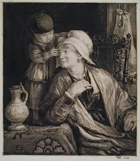 Adjusting Prints: The Flemish Mother, c1820. Creator: David Wilkie