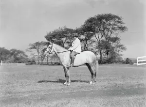 On Horseback Prints: Fletcher, Walter D. on horse, 1933 or 1934. Creator: Arnold Genthe