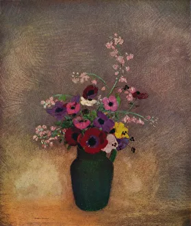 Odilon Prints: Fleurs Dans Un Vase Vert, c1910. Artist: Odilon Redon
