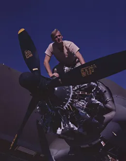 Airplane Industry Gallery: Flexible performance of C-47 transport planes is due in part to their... Long Beach, Calif. 1942
