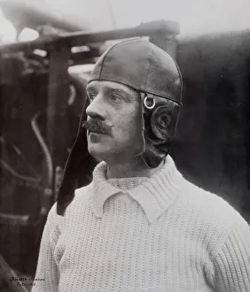 Flight baron Carl Cederström wearing a leather hood. Creators: Allhem publishing house, Sophus Juncker-Jensen