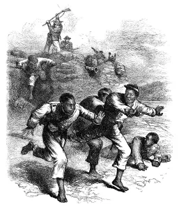 Tennessee Prints: Flight of black Union soldiers from Fort Pillow