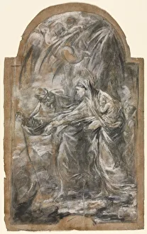 Framing Lines In Black Chalk Prints: Flight into Egypt, 1740s?. Creator: Alessandro Magnasco (Italian, 1667-1749)