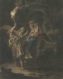 The Flight into Egypt, with an angel as torchbearer, c1777. Creator: Gottlieb Welte