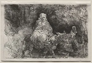 1606 1669 Prints: The Flight into Egypt: Crossing a Brook