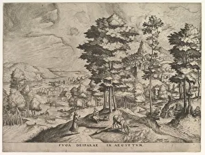 Doetechum Jan The Elder Prints: Flight into Egypt (Fuga deiparae in Aegyptum) from The Large Landscapes, ca. 1555-56