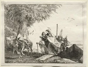 Flight into Egypt: The Holy Family, Disembarking. Creator: Giovanni Domenico Tiepolo (Italian) Flight into Egypt: The Holy Family, Disembarking. Creator: Giovanni Domenico Tiepolo (Italian)