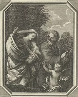 Guido Gallery: The Flight into Egypt; the holy family walking with the young John the Baptist, tre