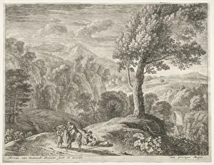 Herman Van Swanevelt Dutch Prints: The Flight into Egypt: The large tree and the cuocade