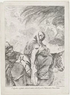 Saint Joseph Collection: The flight into Egypt, the Virgin and Child on a donkey, Joseph to the left, after... ca. 1765-93