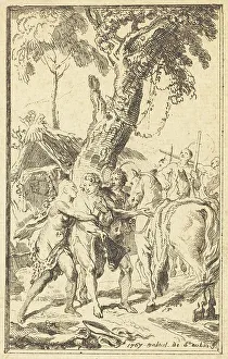 Gabriel Jacques De Saint Aubin Prints: Flight of M. de Belle-Isle, Prisoner with theAttakapas [right]