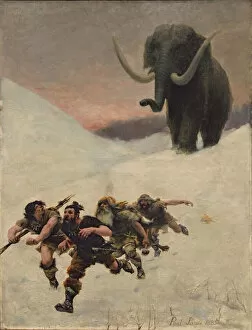 Prehistory Collection: The Flight Before the Mammoth, 1885