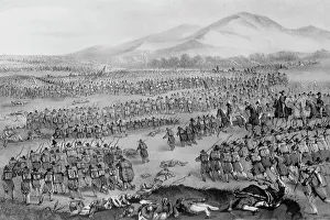 Mexican War Prints: Flight of The Mexican Army at The Battle of Buena Vista, Feb. 23, 1847. Creator: Unknown