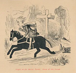Flight of Sir Walter Tyrrel. Horse of the Period, c1860, (c1860). Artist: John Leech