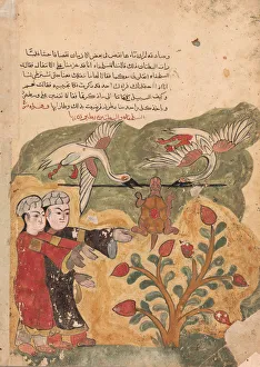 Flying Prints: The Flight of the Tortoise, Folio from a Kalila wa Dimna, 18th century. Creator: Unknown