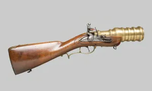 Iron Prints: Flintlock Hand Mortar'Gun, Germany, 1740. Creator: Unknown