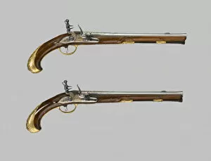 Flintlock Holster Pistol (One of a pair), Liège, 1720 / 30. Creator: Johann Jacob Behr