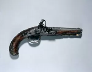 Brass Collection: Flintlock Pistol, c. 1750. Creator: Johann Andreas Kuchenreuter (German, 1716-1795)