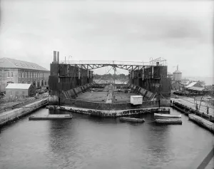 Graving Dock Prints: Floating dry dock, Pensacola, Fla. between 1900 and 1910. Creator: Unknown