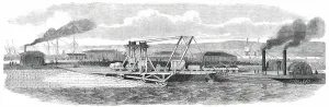 Steam Powered Prints: Floating Railway across the Forth, between Granton and Burntisland, 1850. Creator: Unknown