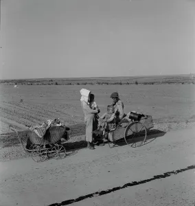 Barrow Prints: Flood refugee family near Memphis, Texas, 1937. Creator: Dorothea Lange
