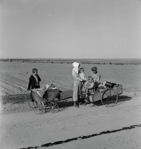 Barrow Prints: Flood refugee family near Memphis, Texas, 1937. Creator: Dorothea Lange