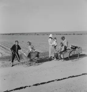 Barrow Prints: Flood refugee family near Memphis, Texas, 1937. Creator: Dorothea Lange