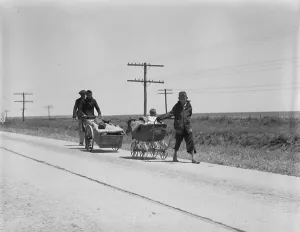Barrow Prints: Flood refugees four miles out of Memphis, Texas, 1937. Creator: Dorothea Lange