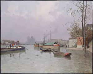 Canal St Martin Prints: Flood of the Seine, near the Saint-Martin canal