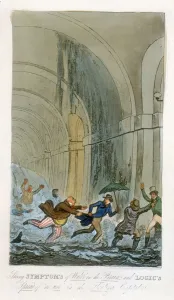 Jerry Collection: Flooding during the excavation of the Thames Tunnel, London, 1828