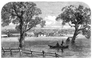Climate Prints: Floods at Melbourne, Australia: Punt Road, Richmond, 1864. Creator: Unknown