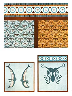 Invertebrate Prints: Floor paintings in the palace at Tiryns, Greece, (1928). Creator: Unknown