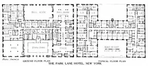 Architectural Drawing Gallery: Floor plans, the Park Lane Hotel, New York City, 1924